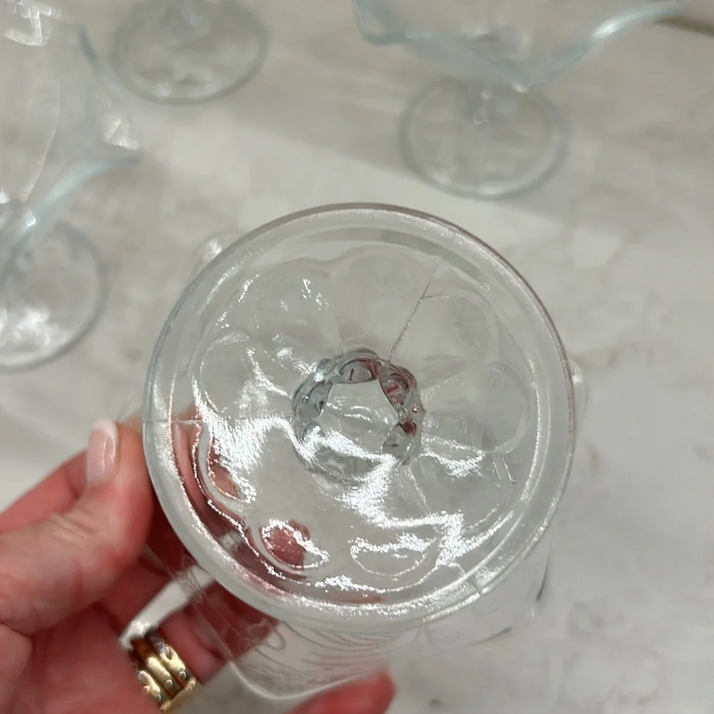 Southern Living at Home Victoria Pressed Glass Etched Dessert Compote Cups 4